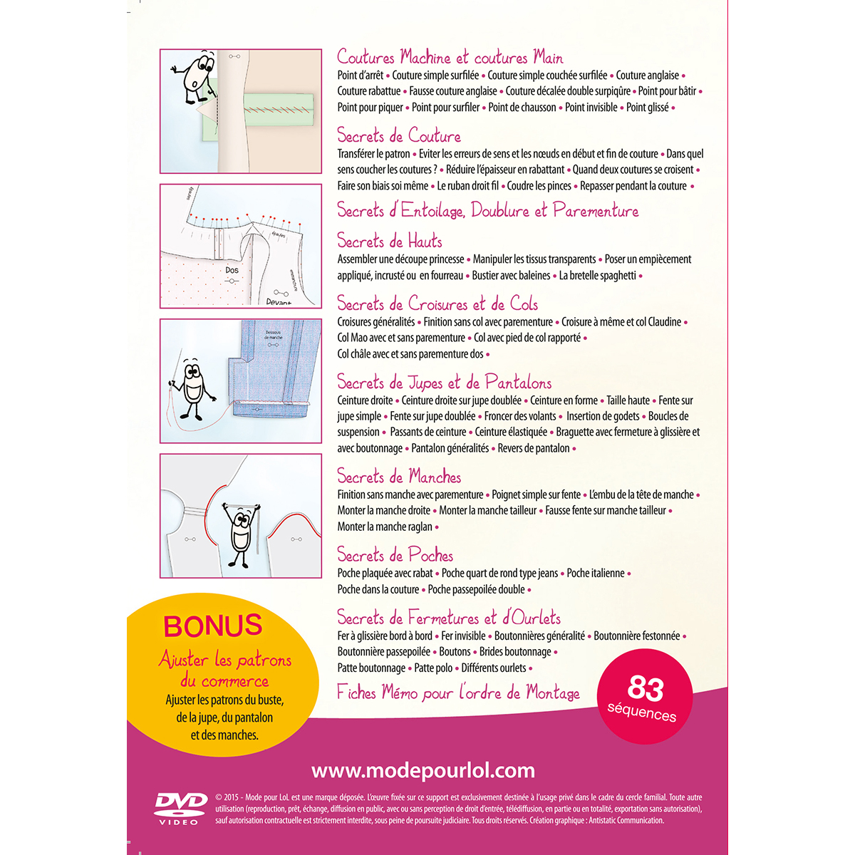 Pack couture Femme – dos du DVD Assemblage – Mode Pour LoL